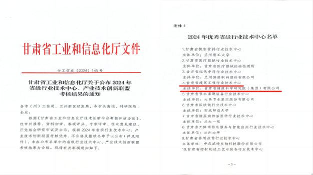 喜报！甘肃建科院“甘肃省建筑工程行业技术中心”获评工信厅“考核优秀”